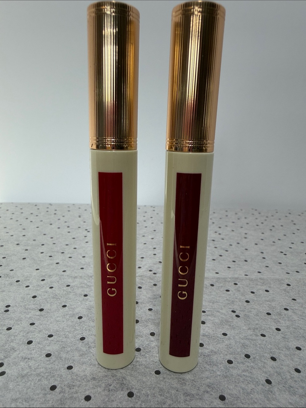 Gucci Lipstick Duo in Cream, Red & Gold Packaging 129 & 509
